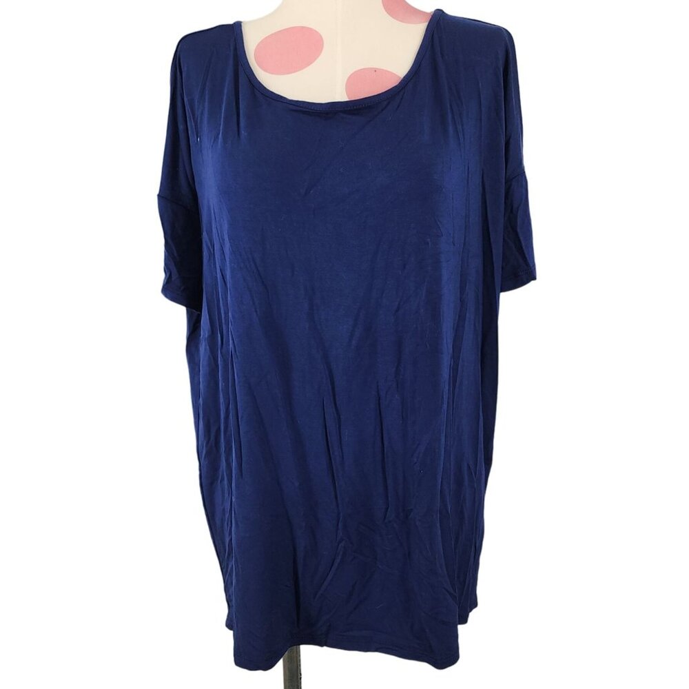 Women's Superline Navy Blue Oversized Flowy Blouse Shirt Medium Modal Soft Top